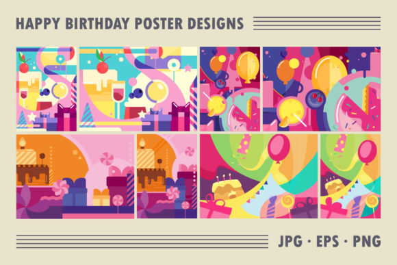 Download Set of Happy Birthday Poster Designs. - Birthday Collection