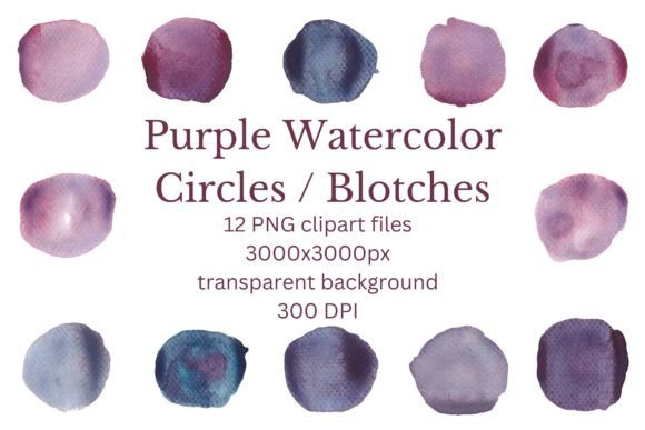 Download 12 Purple Watercolor Splash Blotches PNG - Premium Resources