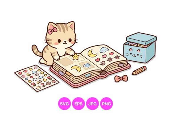 Download Cute Kitty Sticker Scrapbook SVG - Premium Resources