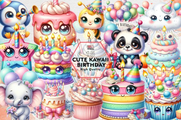 Download Cute Kawaii Birthday Sublimation Clipart - Premium Resources