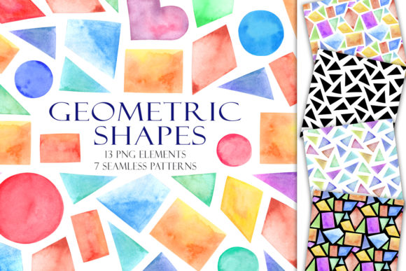 Download Set of Watercolor Geometric Shapes - Geometric shape Collection